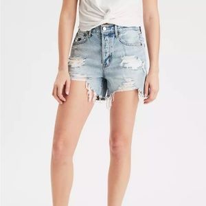 AE Destroyed 90’s Boyfriend Denim Shorts Size 0 American Eagle AEO Jean Short